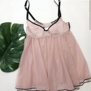 Victoria’s Secret Pink/Black Teddy Lingerie 34B